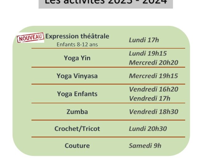 Les activités 2023-2024 sont lancées !