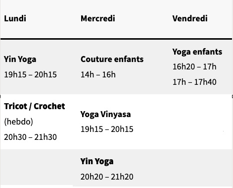 Inscription aux activités 2025-2026